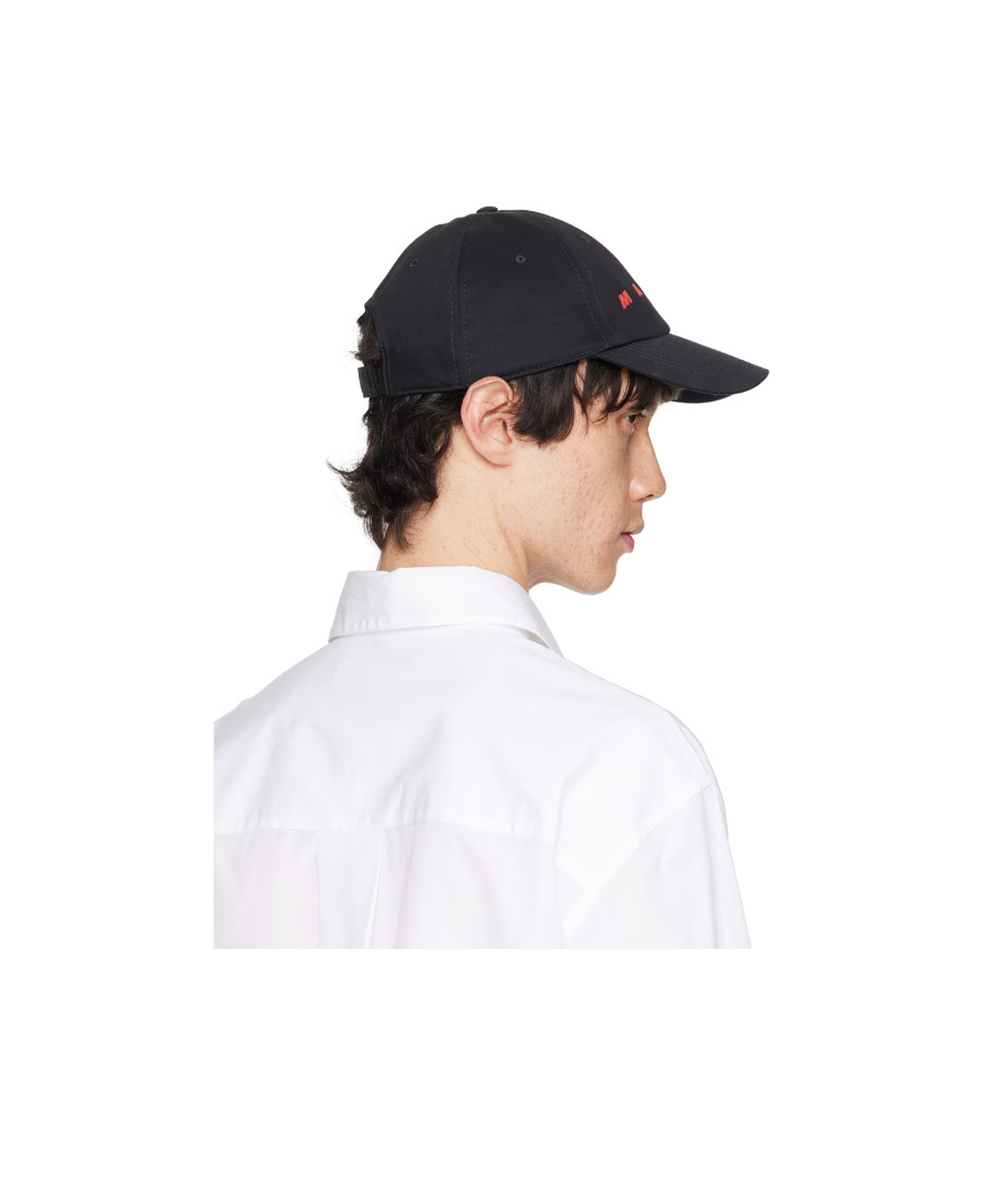 Marni Baseball Cap With Embroidered Logo In Black