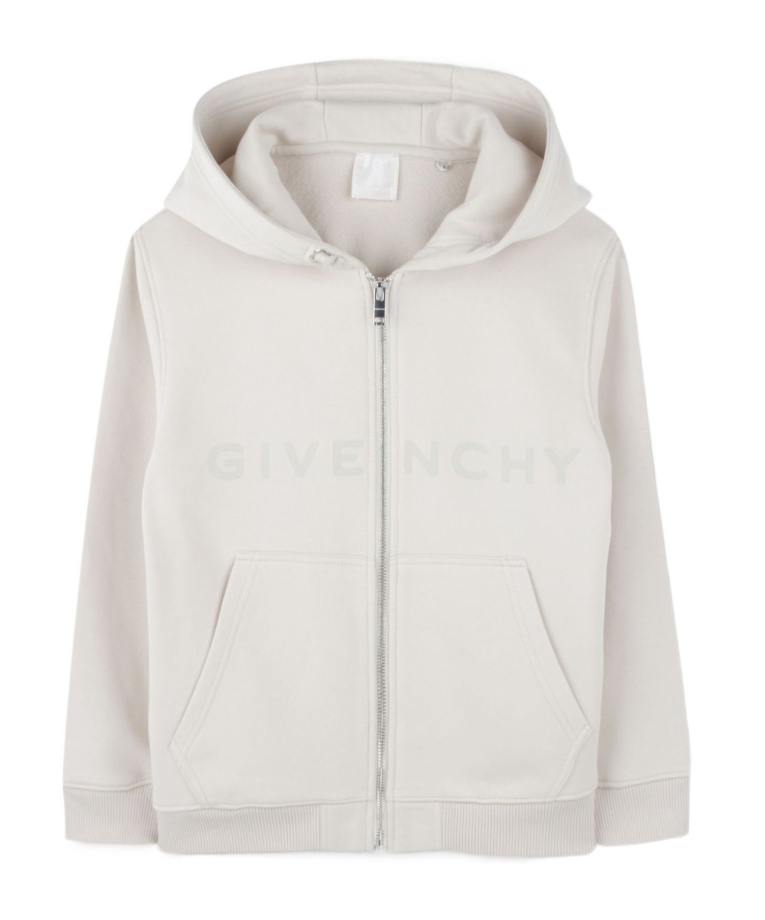 Givenchy Light Beige Zip-up Hoodie With Front And Back Logo In White
