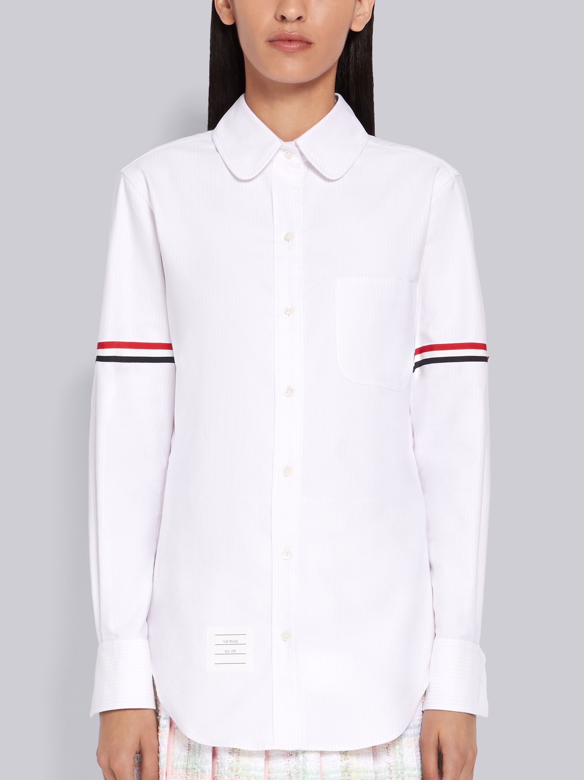 Thom Browne Grosgrain Armband Oxford Shirt In Pink