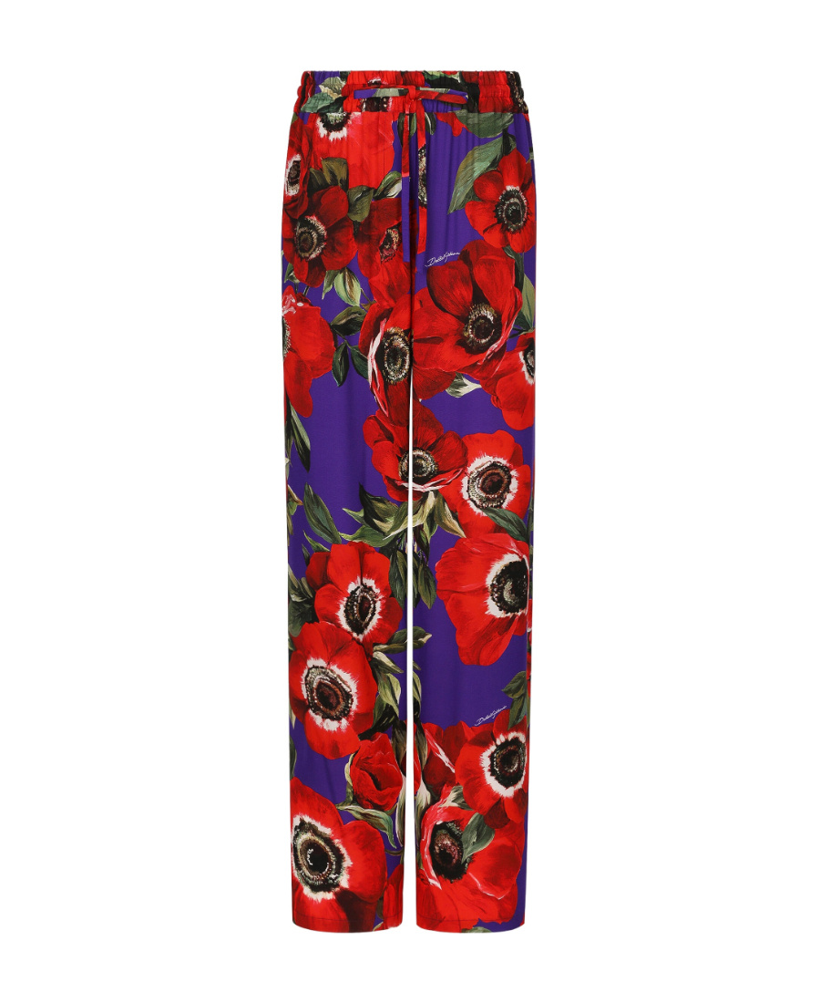 DOLCE & GABBANA FLORAL-PRINT DRAWSTRING-WAISTBAND PALAZZO PANTS 