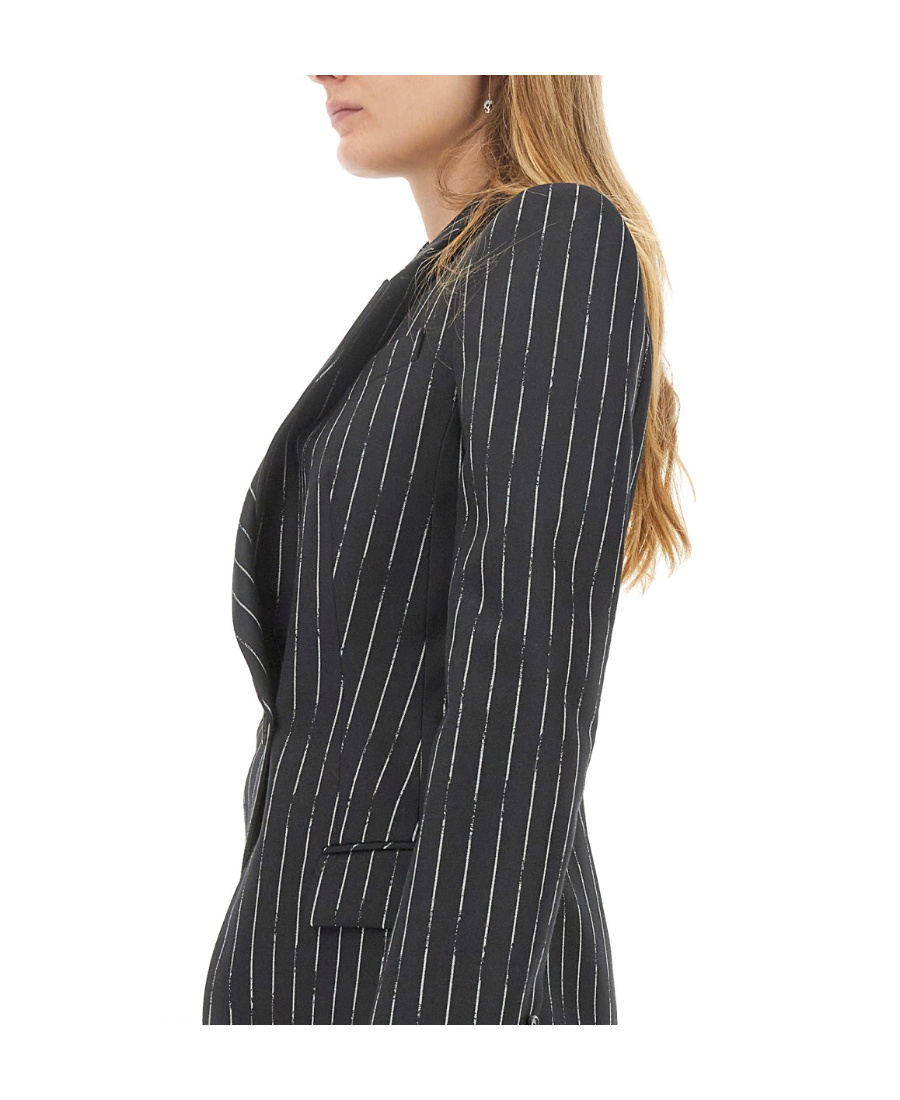 Alexander Mcqueen Pinstripe Asymmetrical Wool Blazer In Black