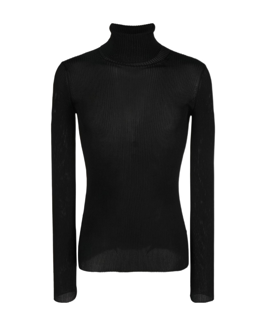 Off-white Helvetica Logo Turtleneck Sweater In Black