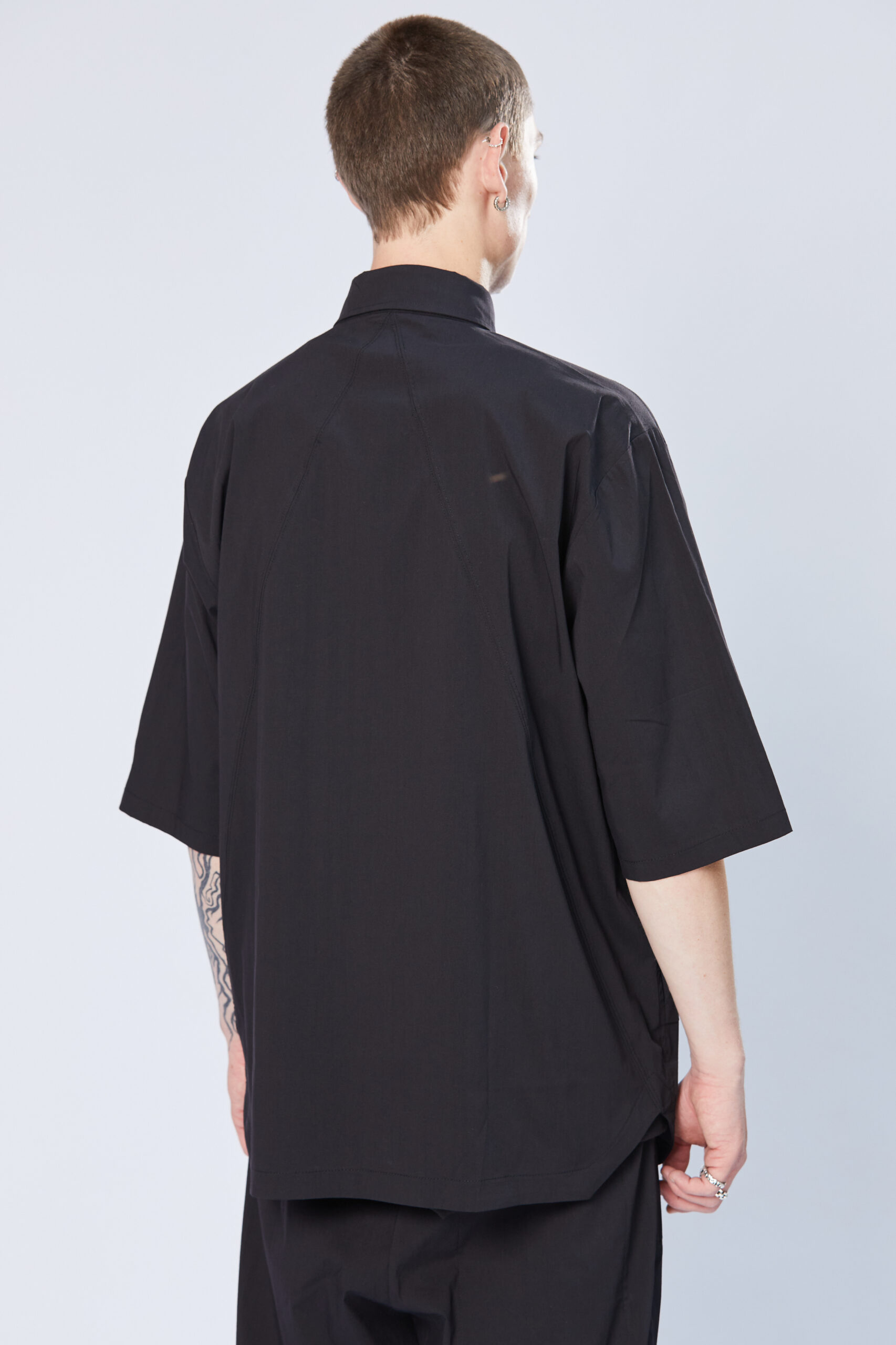 Thom Krom Short-sleeve Poplin Shirt In Black