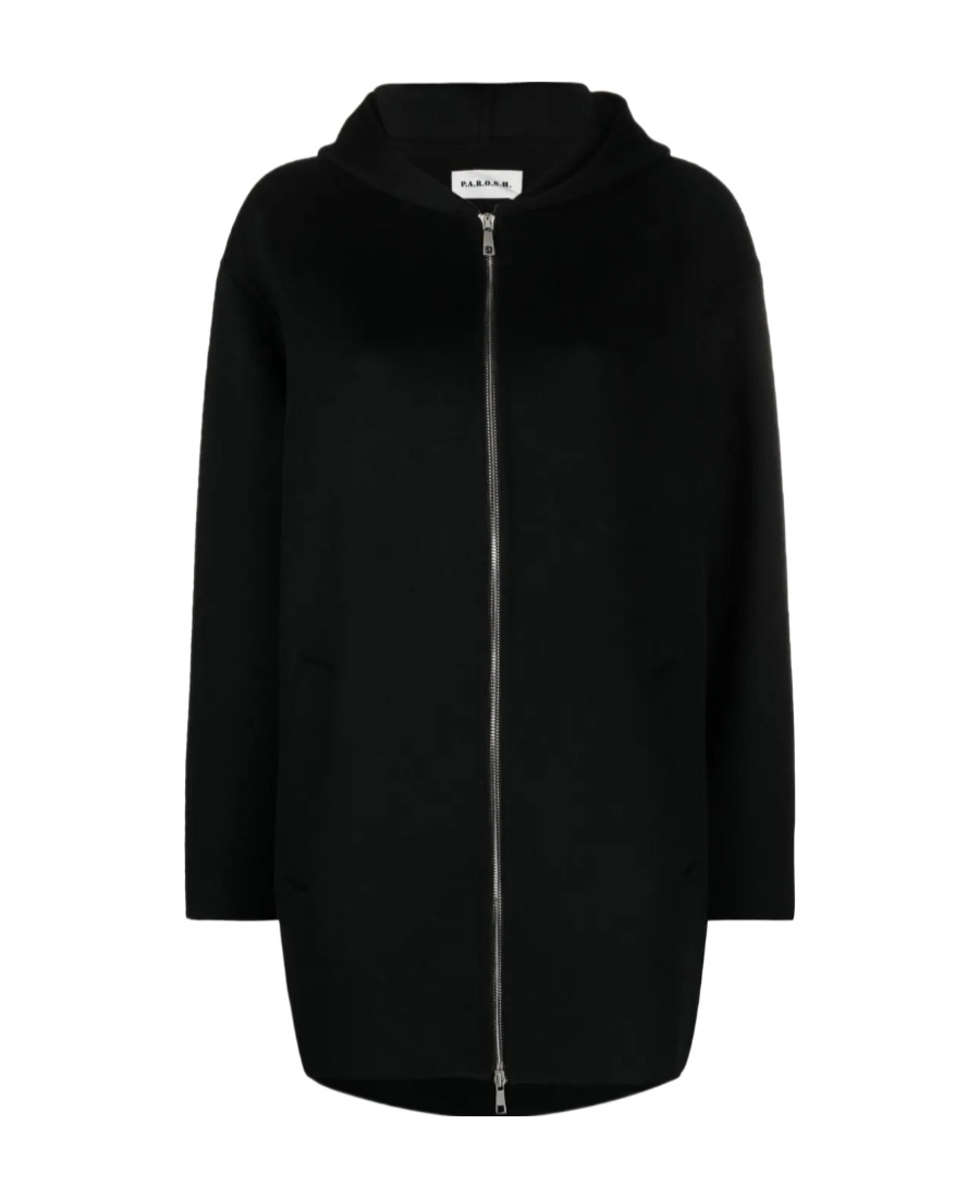 P.a.r.o.s.h Zip-up Hooded Wool Jacket In Black