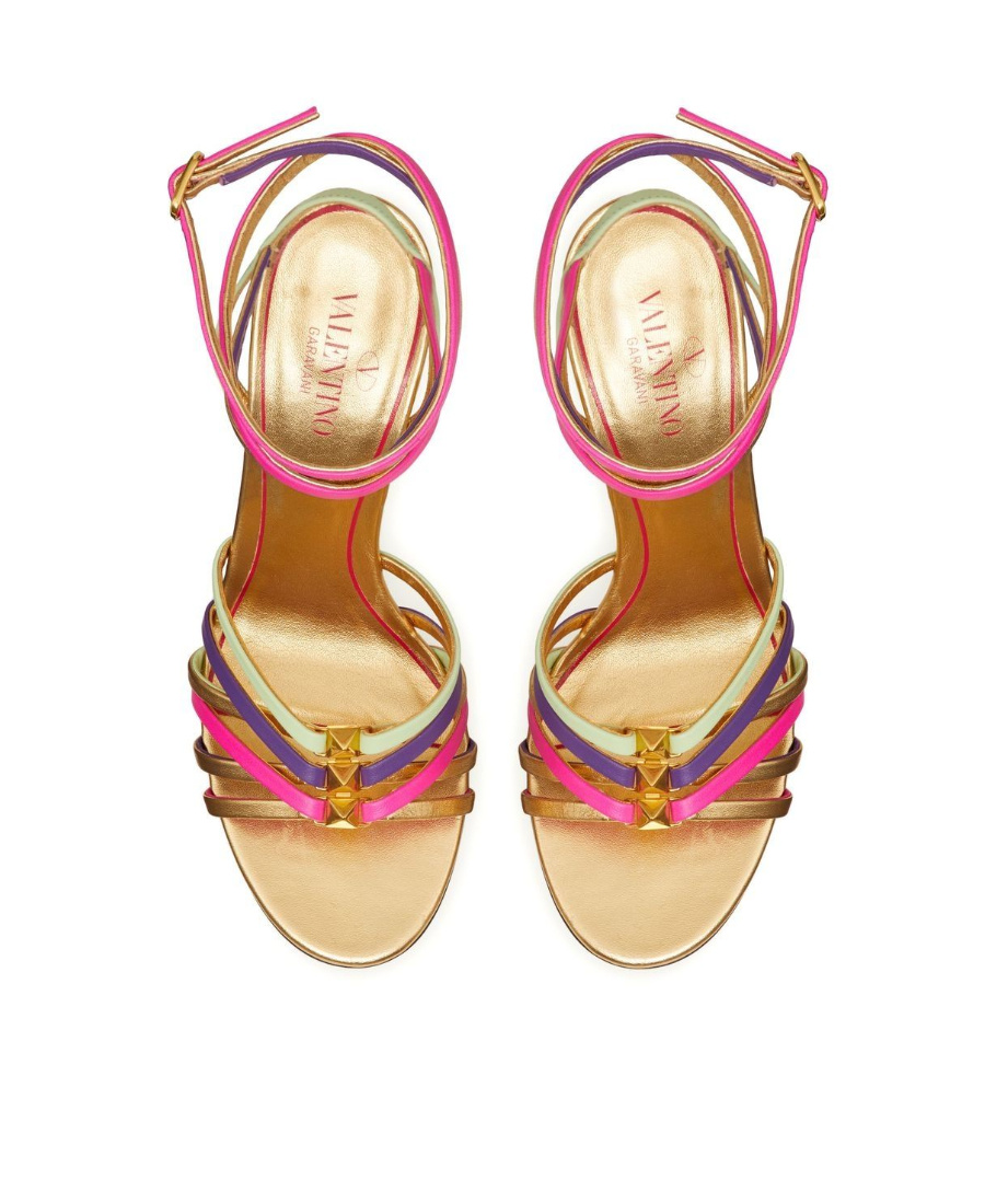 VALENTINO GARAVANI VALENTINO GARAVANI ROCKSTUD METALLIC OPEN TOE SANDALS