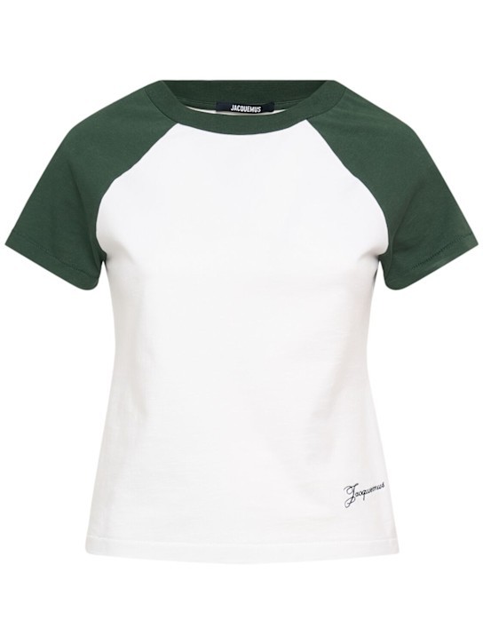 Jacquemus Cotton Blend T-shirt With Contrasting Raglan Sleeves