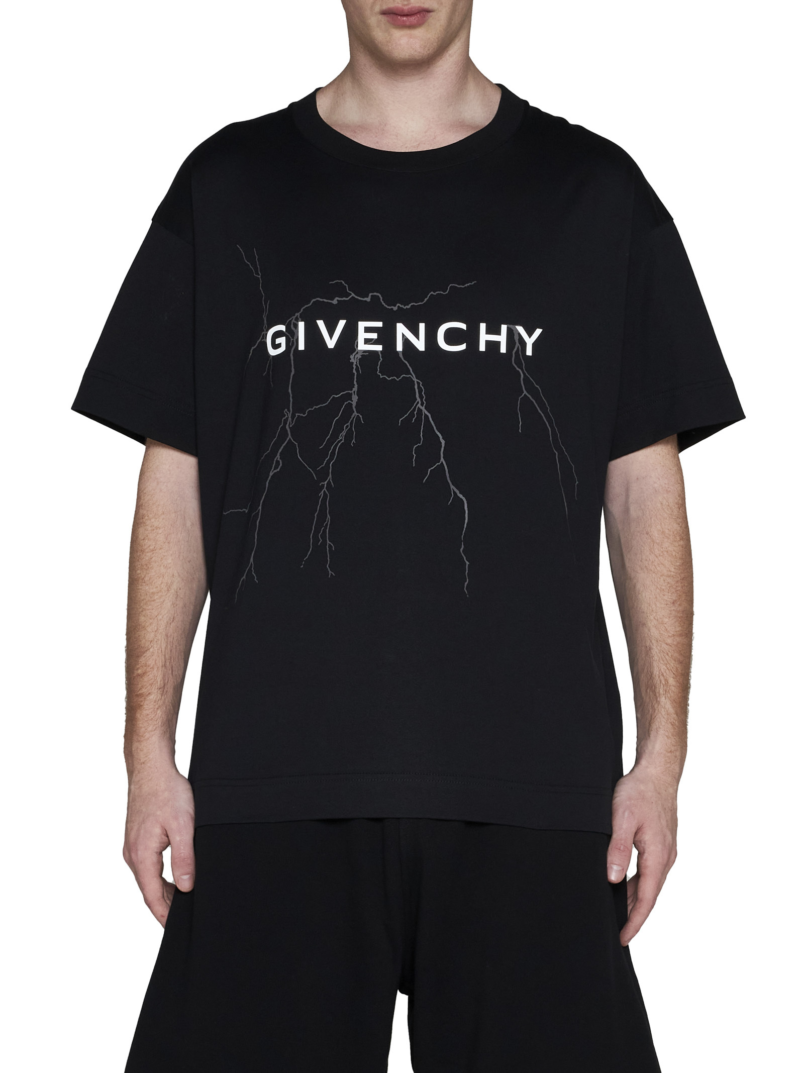 Givenchy Loose T-shirt In Black Cotton With Reflective Pattern In Black