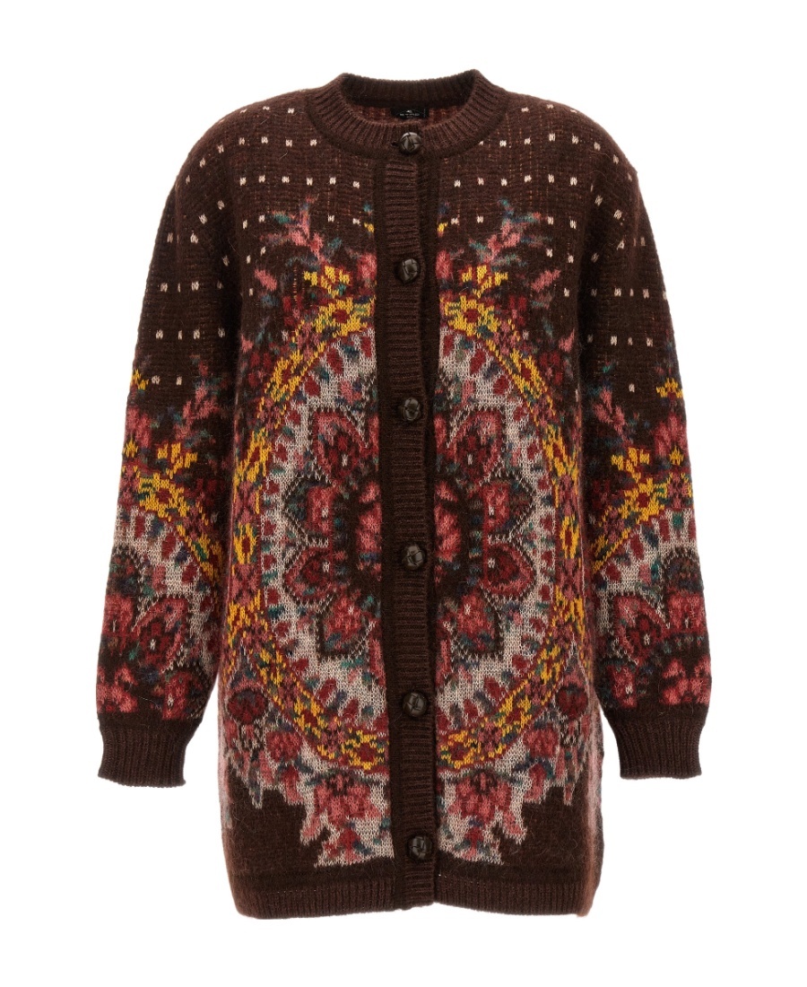 Etro Cardigan Con Motivo Jacquard In Black