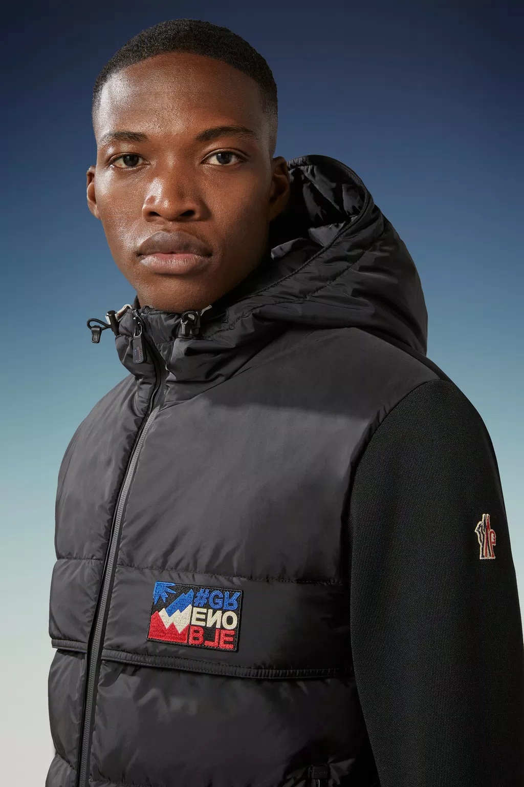 Moncler Quilted-panel Hooded Cardigan In Black