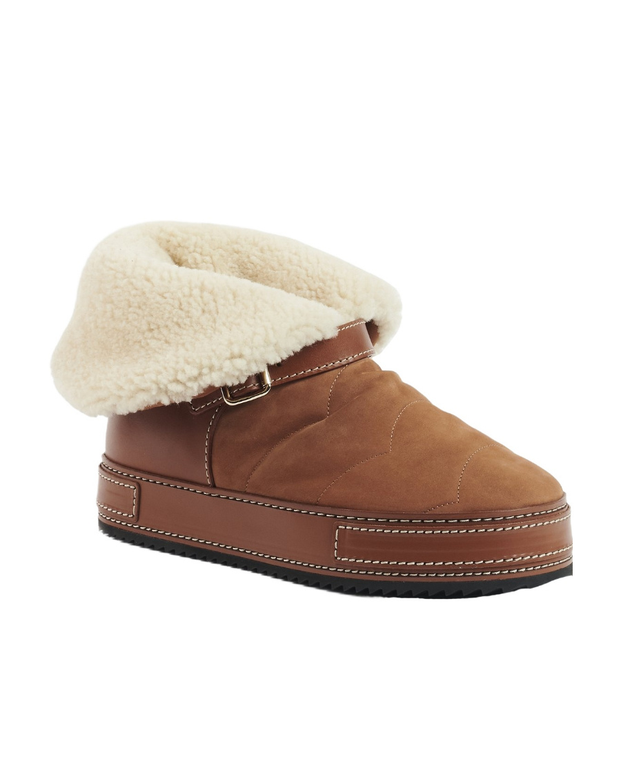 Chloé Maxie Genuine Shearling Bootie In Brown