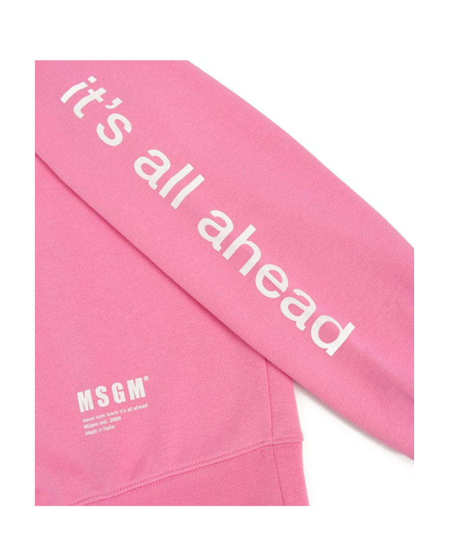 Msgm Logo Hooded Sweater In Pink