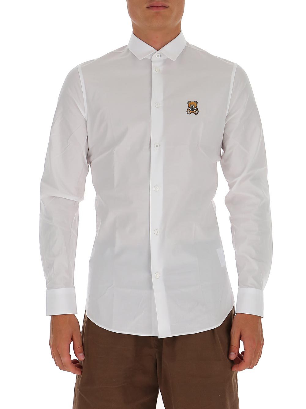 Moschino White Teddy Patch Shirt In White