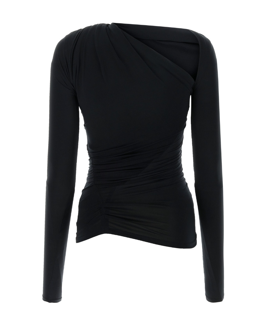 Balenciaga Draped-design Long-sleeve Top In Black