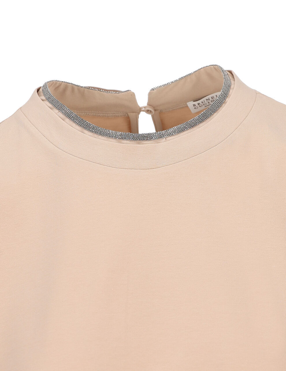 Brunello Cucinelli Constrast-trim Fitted T-shirt In Nude