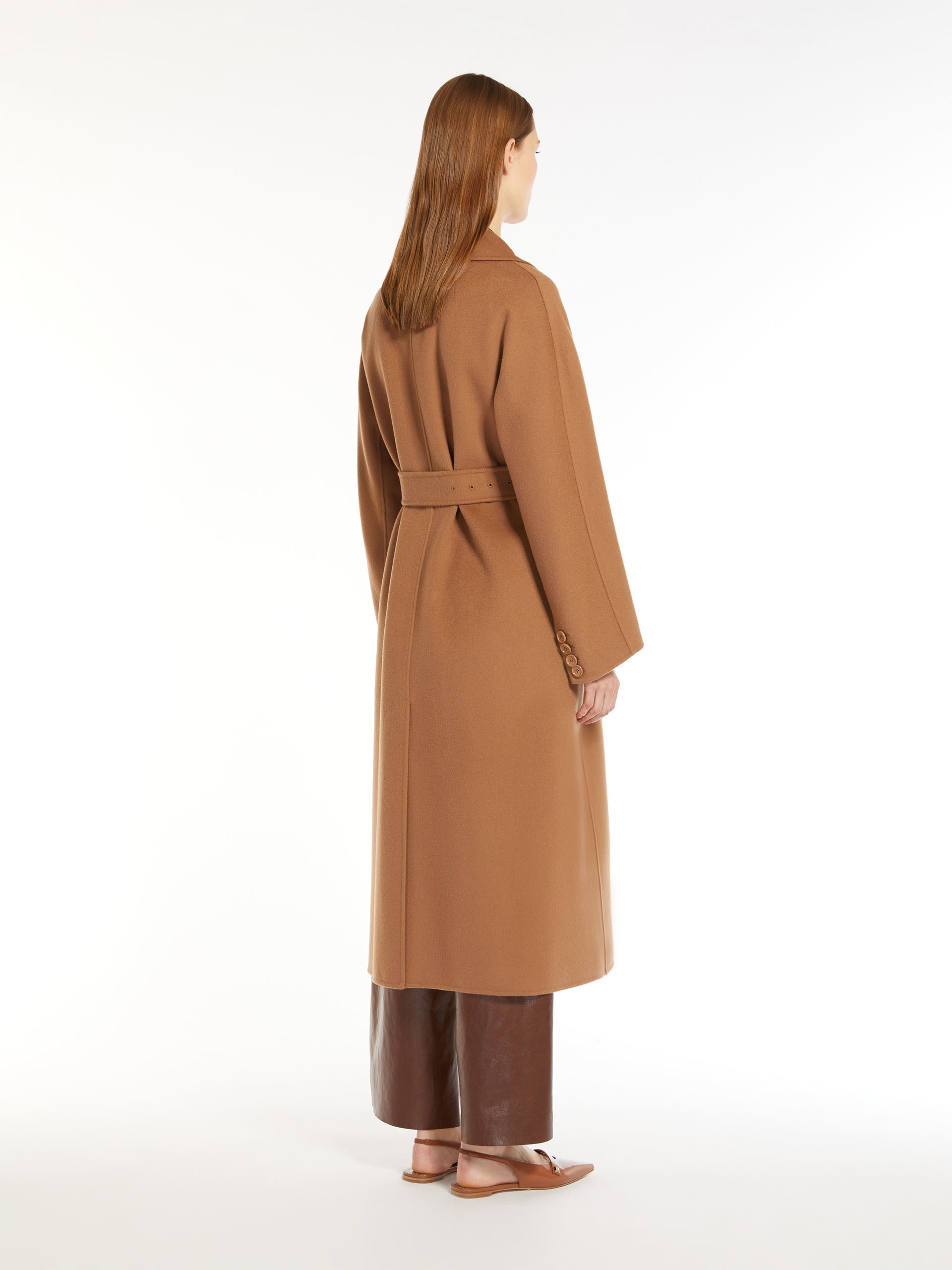 Max Mara Wool Belted Coat In Brown