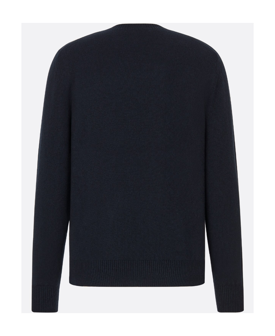 Dior Round Neck Cashmere Sweater In Dark Blue