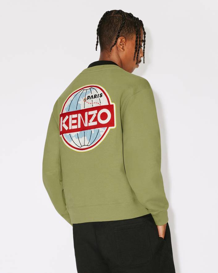 Kenzo Round-necked Sweater In Green