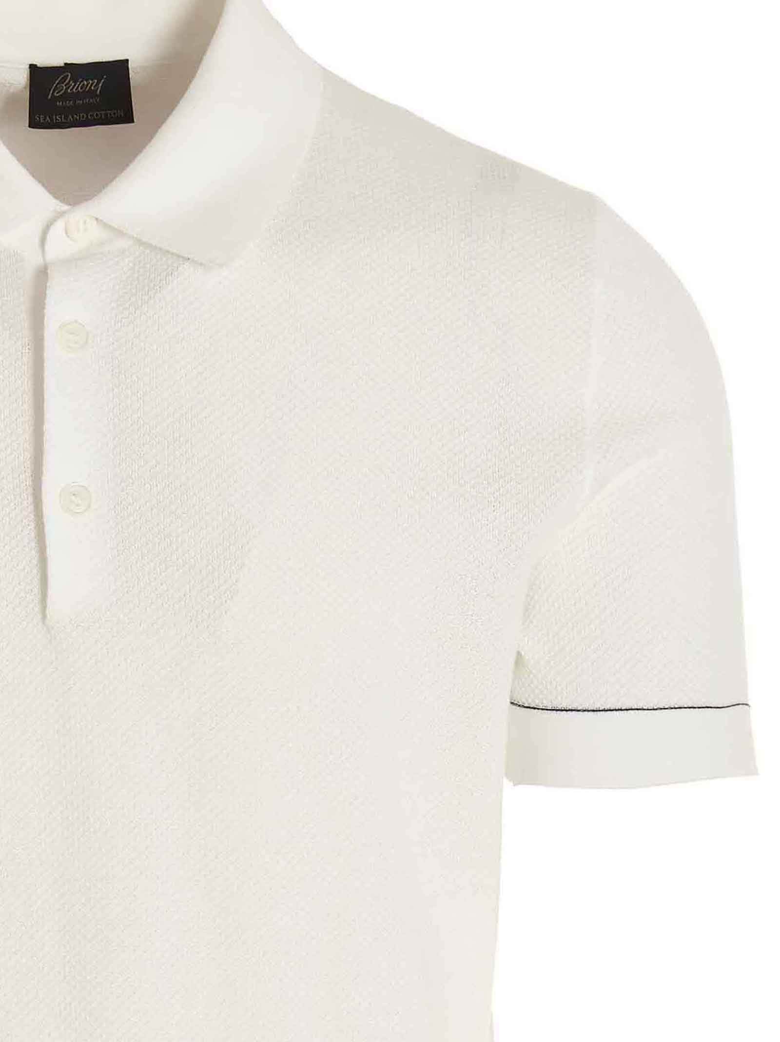 Brioni Polo Shirt Cotton Short Sleeves In White