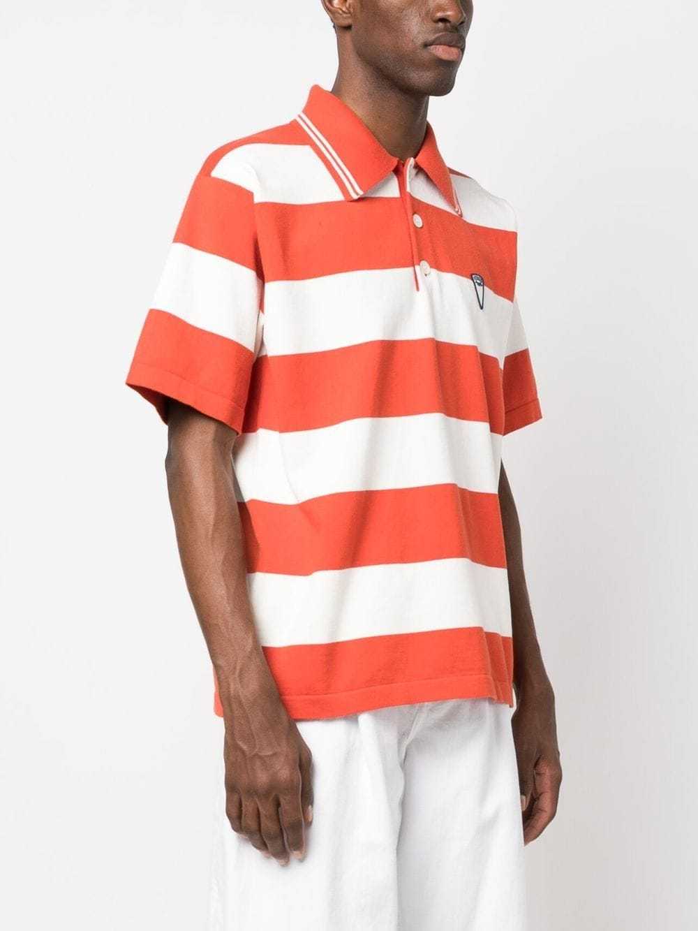 Kenzo White And Red Polo T-shirt With Embroidered Logo In Orange