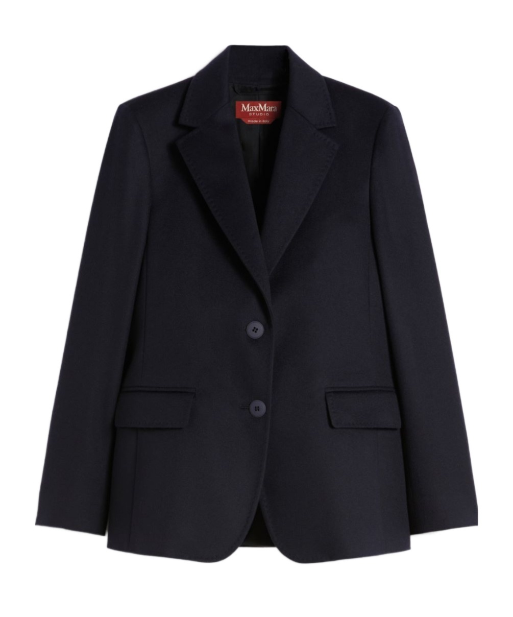 Max Mara Single-breasted Wool Broadcloth Blazer In Black
