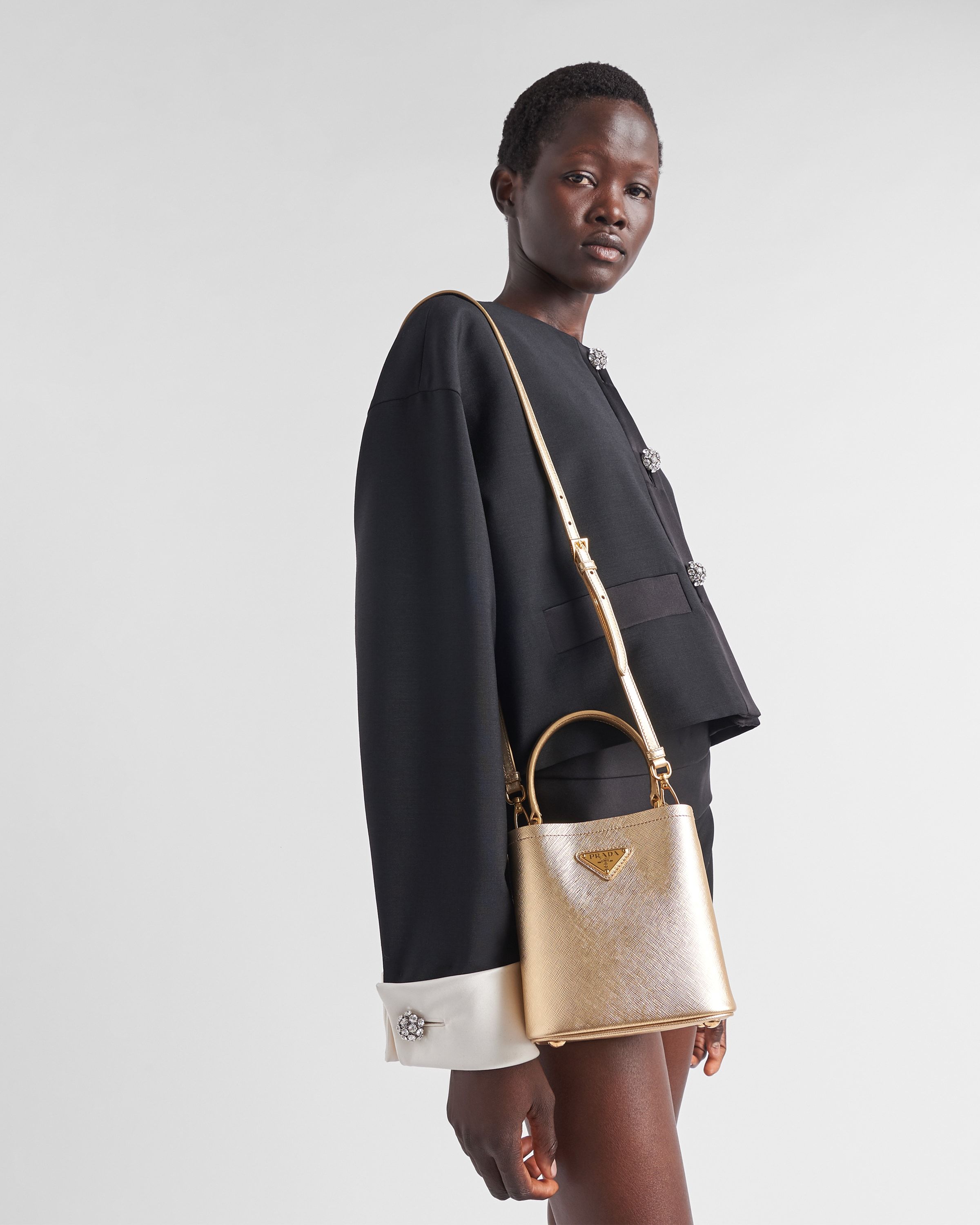 Prada Panier Saffiano Leather Mini-bag In Neutral