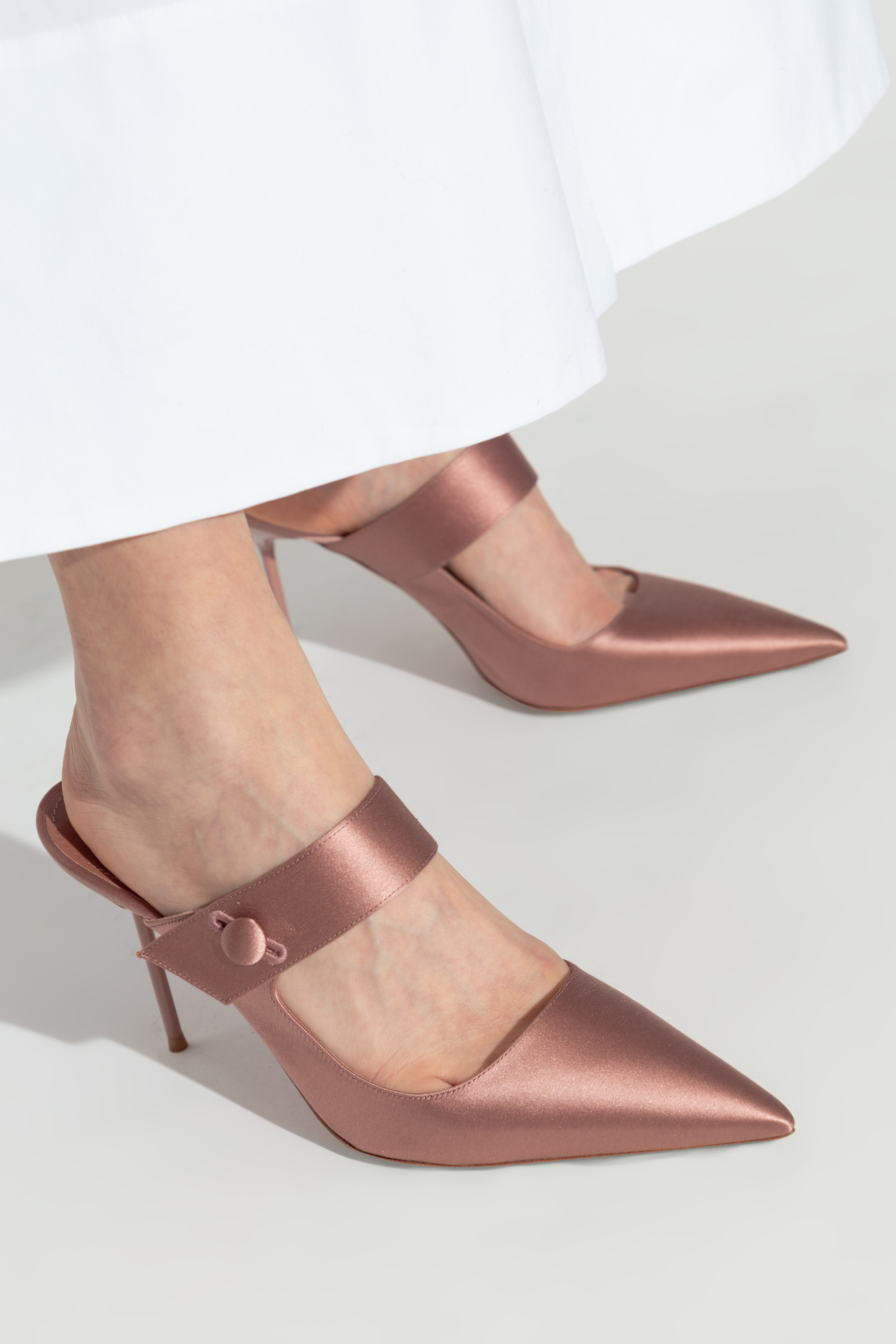 Paris Texas Pointed Toe Satin Mules