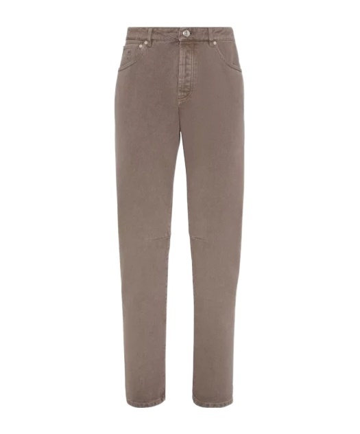 Brunello Cucinelli Leisure Five-pocket Cotton Jeans In Gray