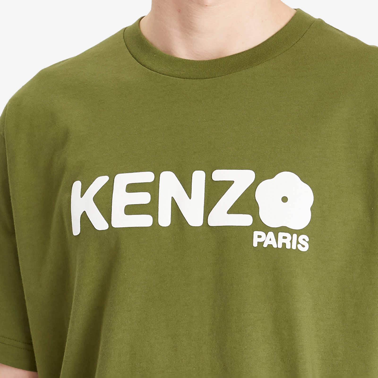 Kenzo Green T-shirt In Cotton With White Logo Printed In Green