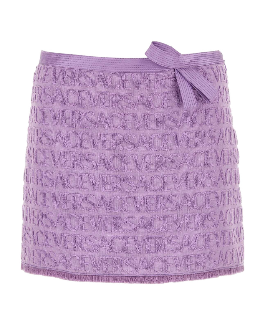 VERSACE X DUA LIPA LOGO-JACQUARD MINISKIRT