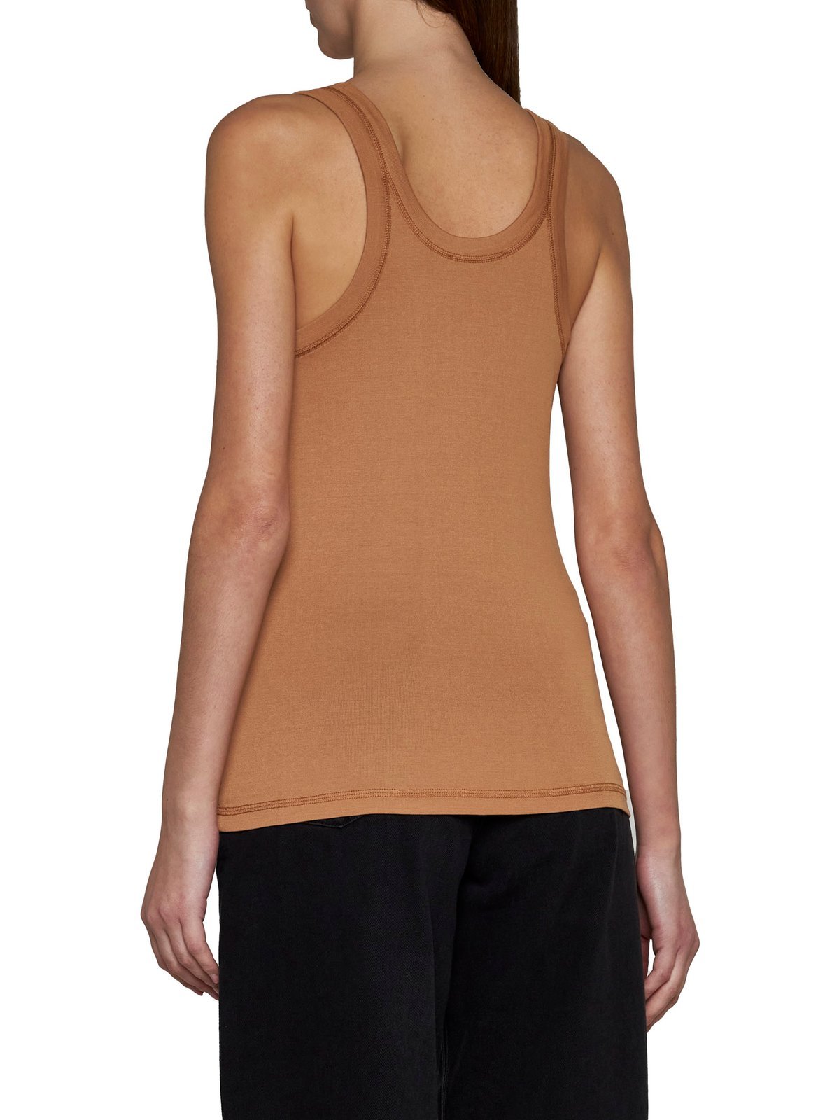 Lemaire Ribbed Cotton Tank Top In Brown