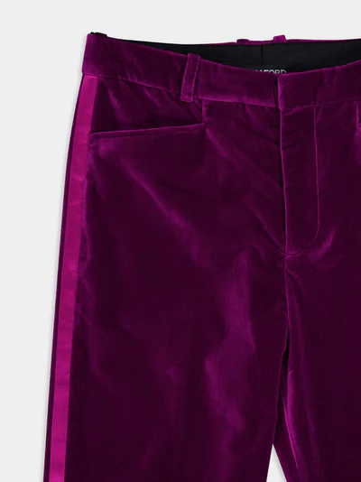 Tom Ford Belt Ring Trousers In Purple