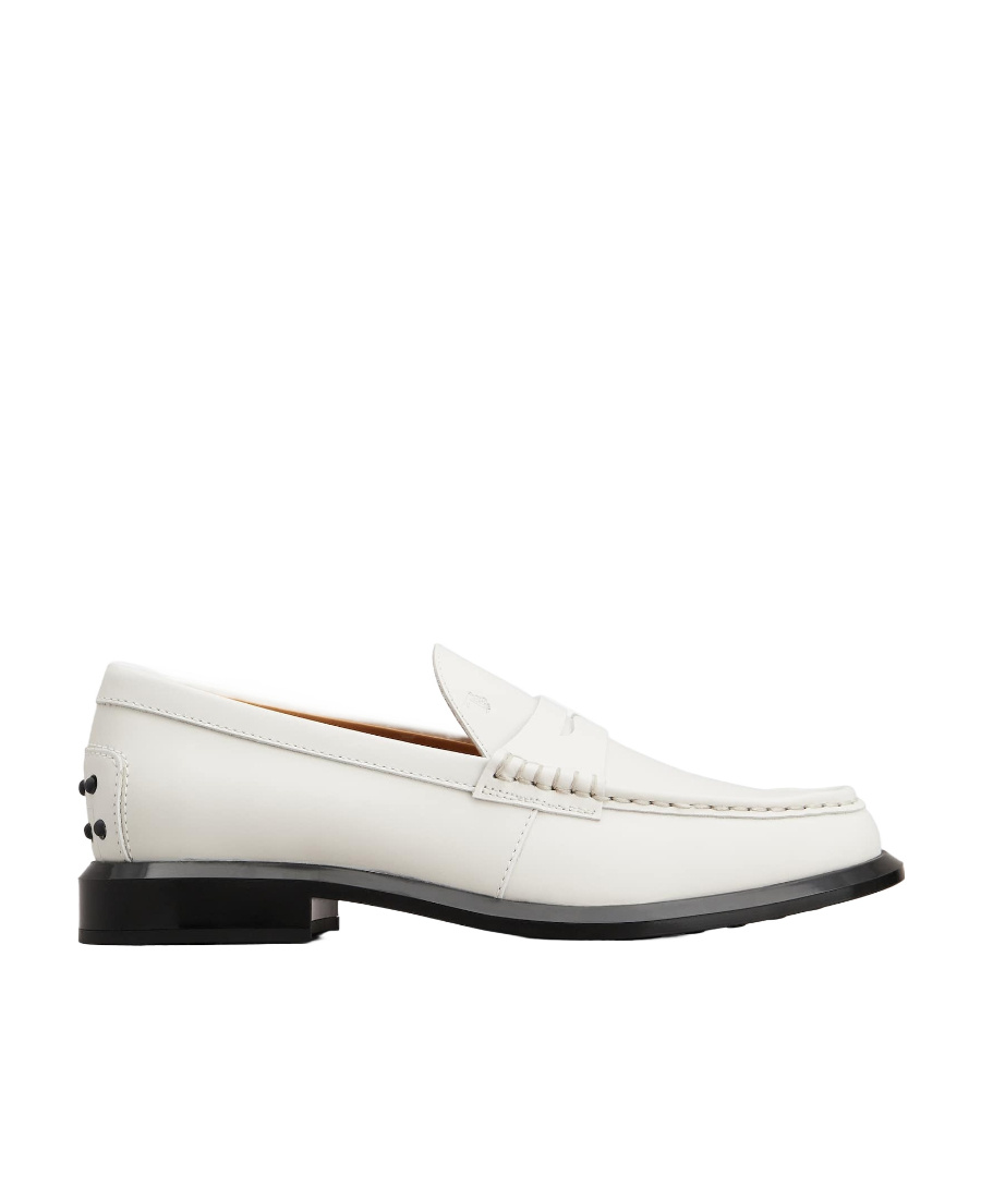 Tod's Leather Penny Loafers In White