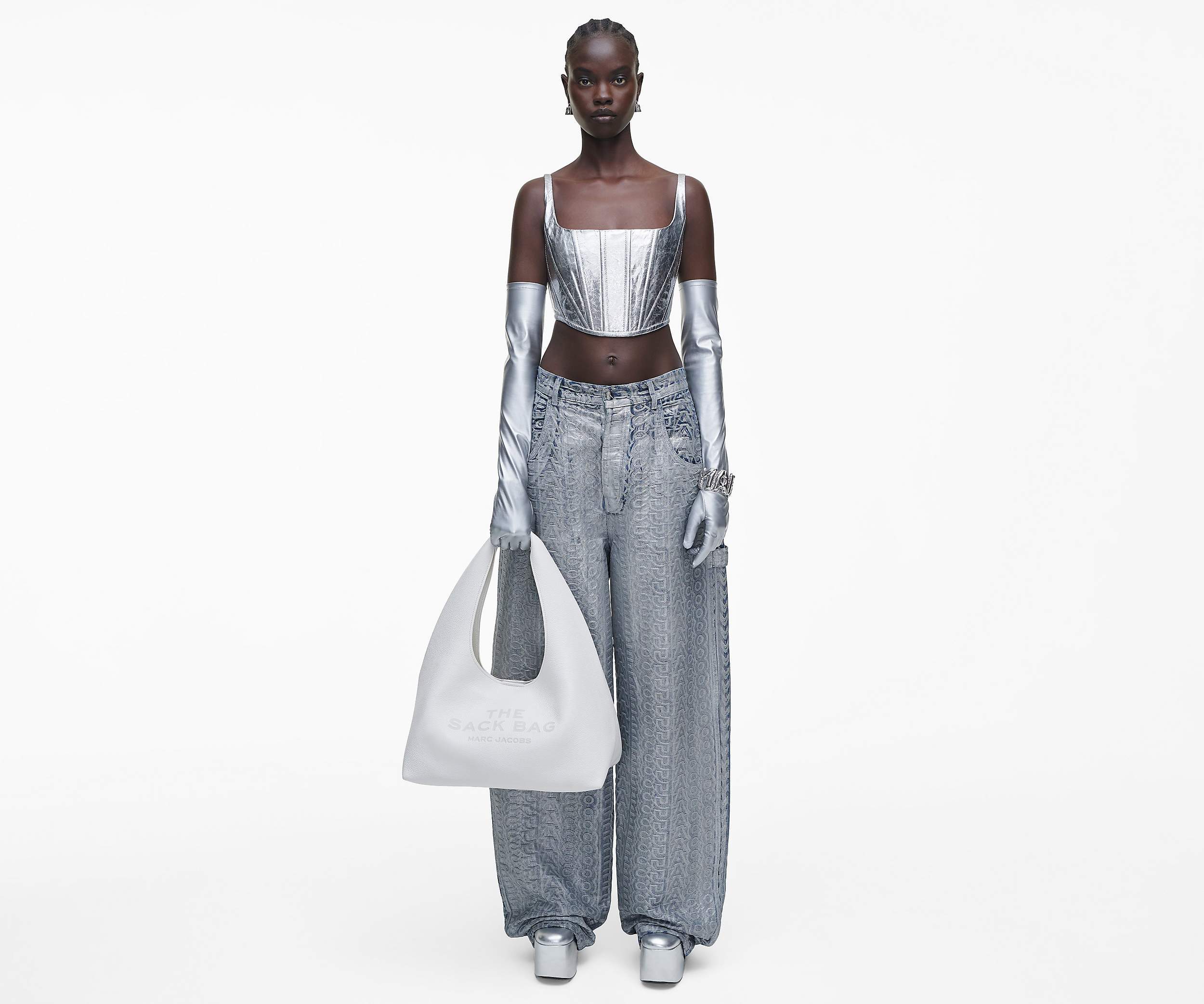 Marc Jacobs The Sack Leather Xl Shoulder Bag In White