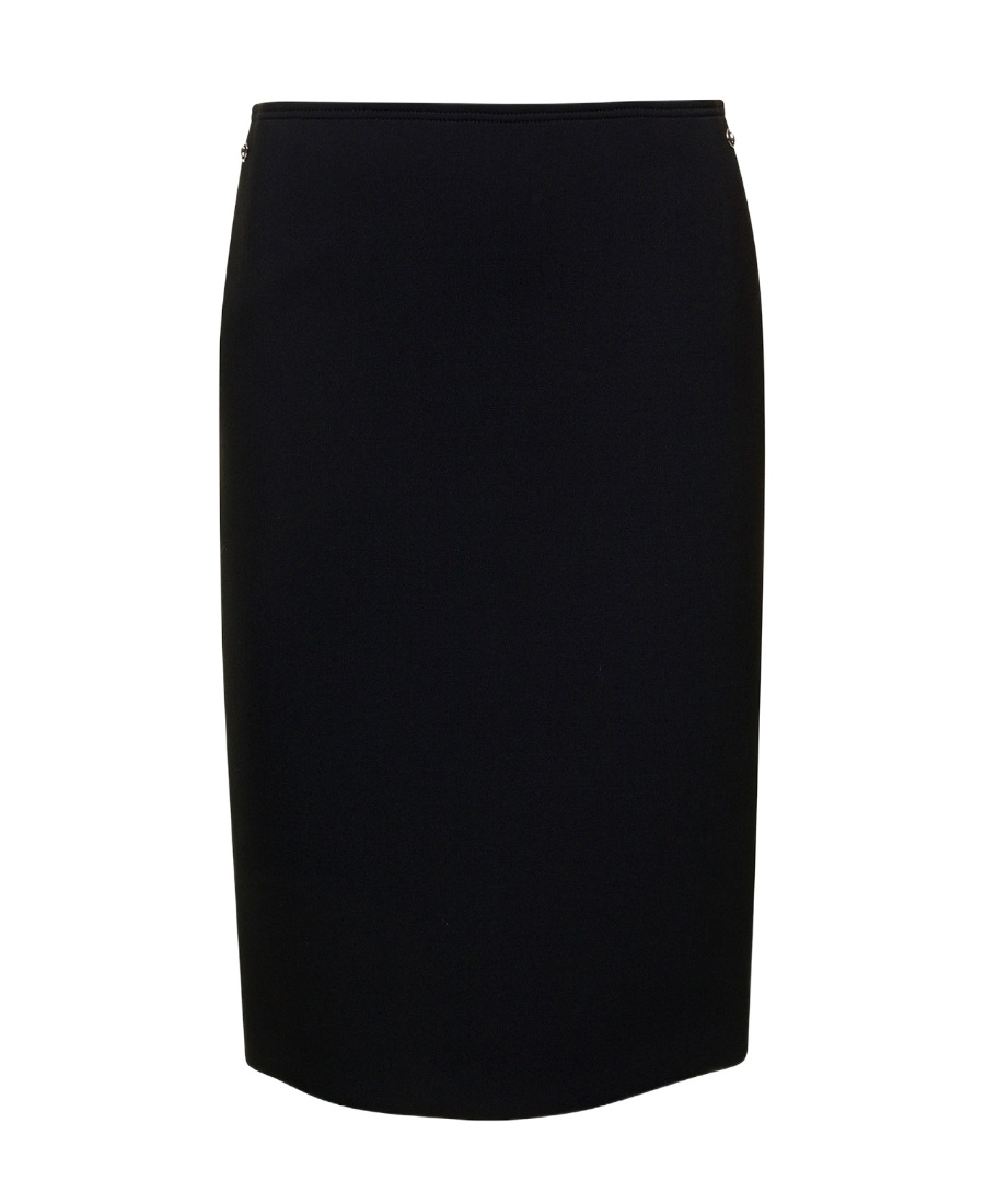 Gucci Midi Black Skirt With Morsetto Details In Wool Blend Woman In Black