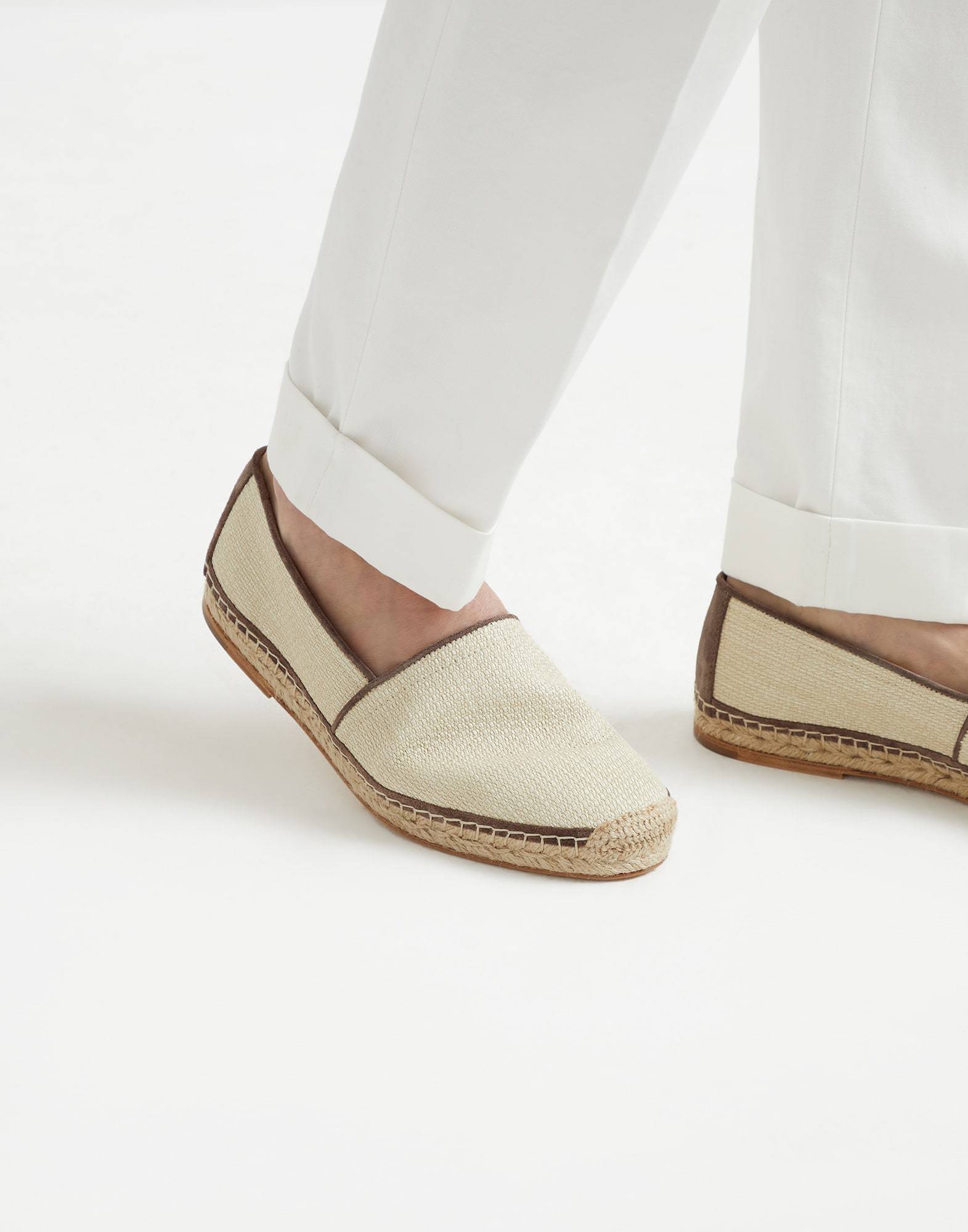 Brunello Cucinelli Round Toe Espadrilles With Woven Sole In Nude