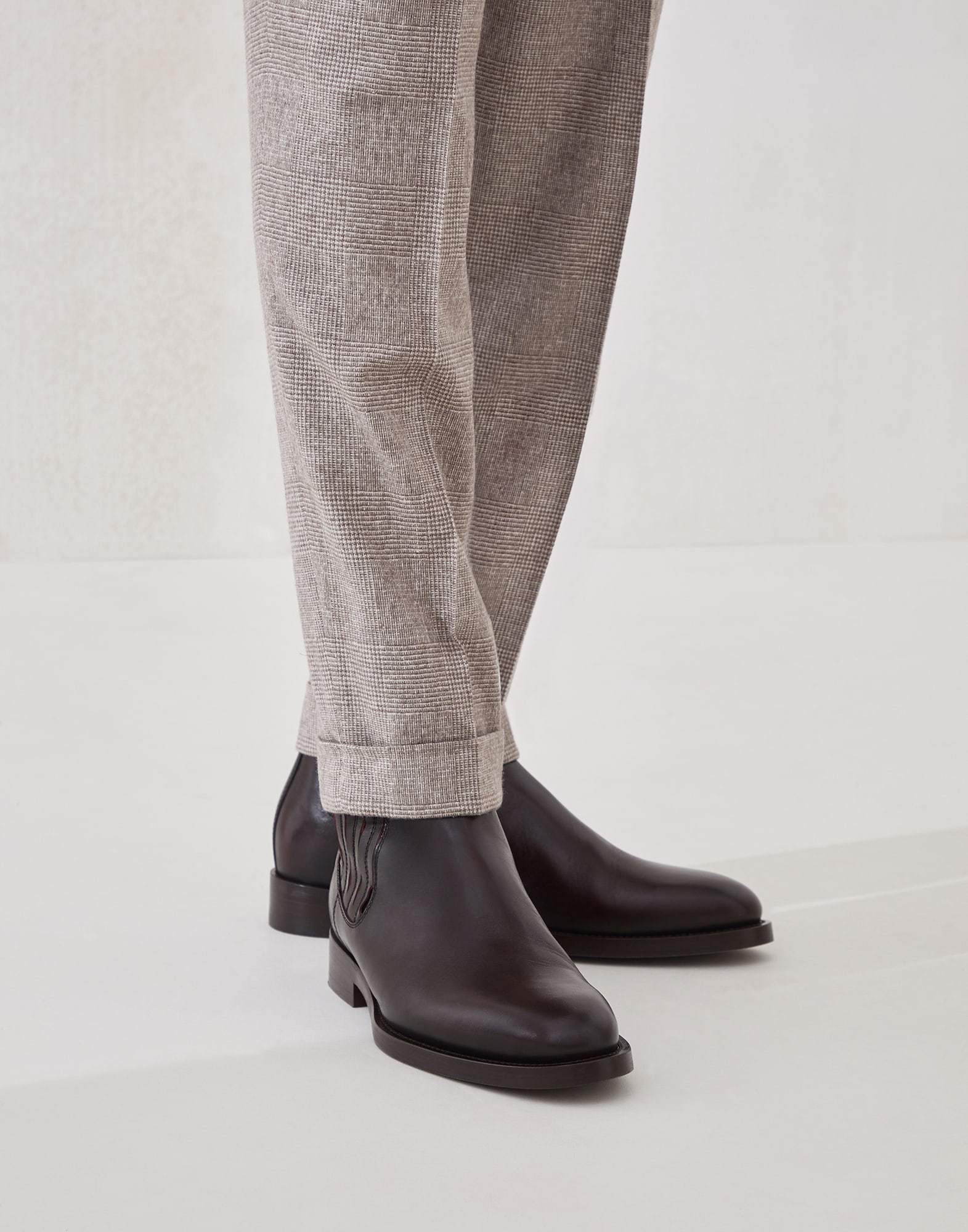 Brunello Cucinelli Burnished Leather Chelsea Boots In Animal Print