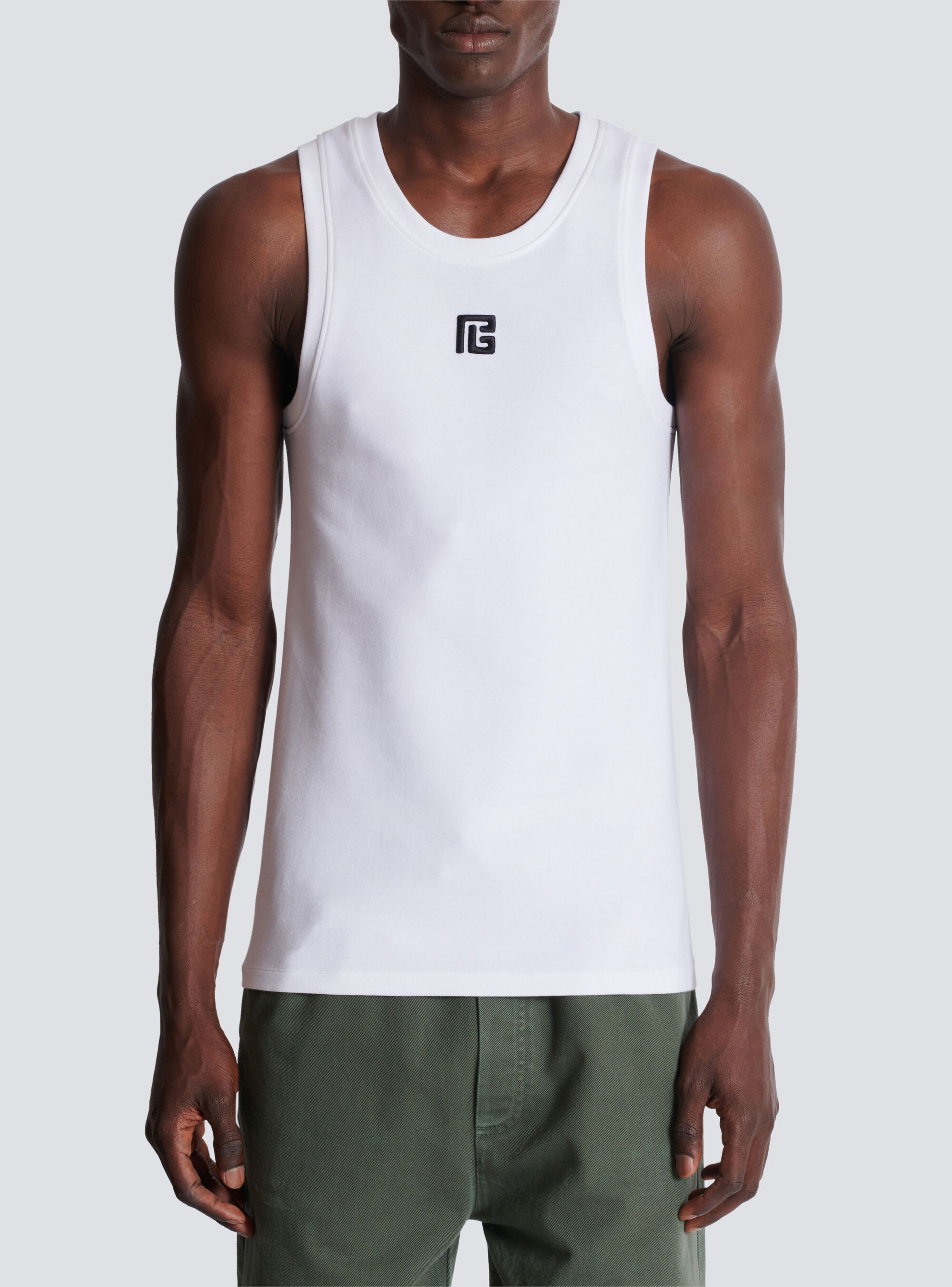 Balmain Logo-embroidered Tank Top In White