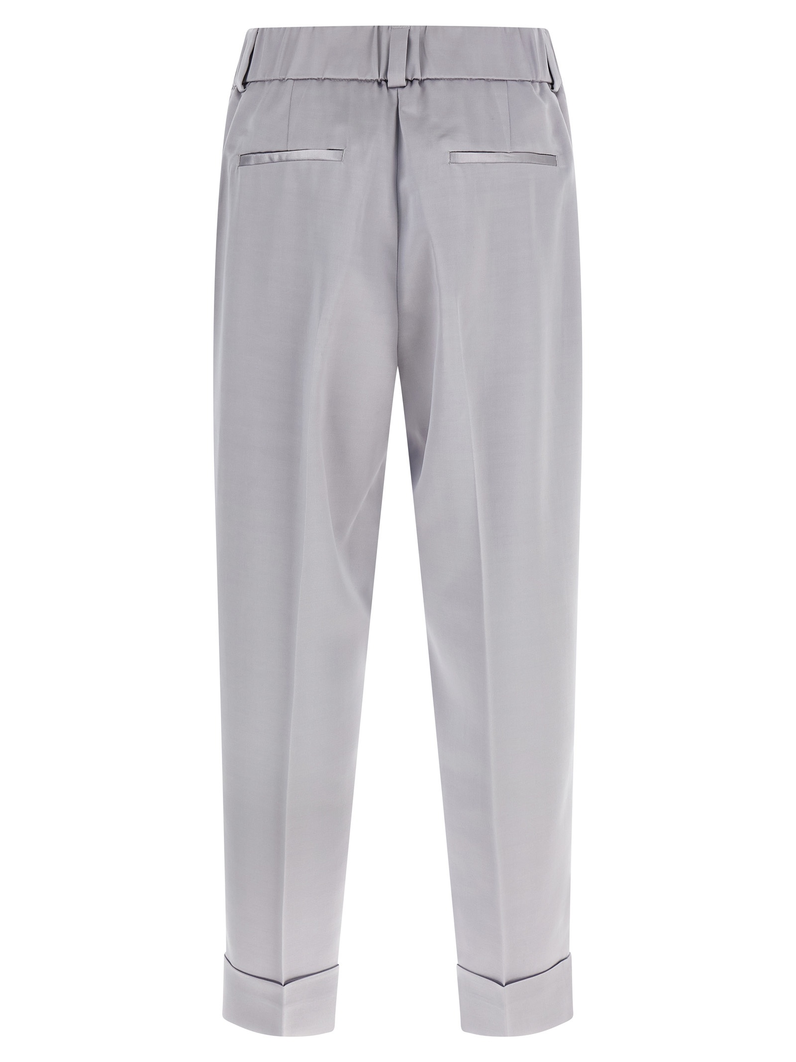 Peserico Pleated-front Satin Trousers In Gray