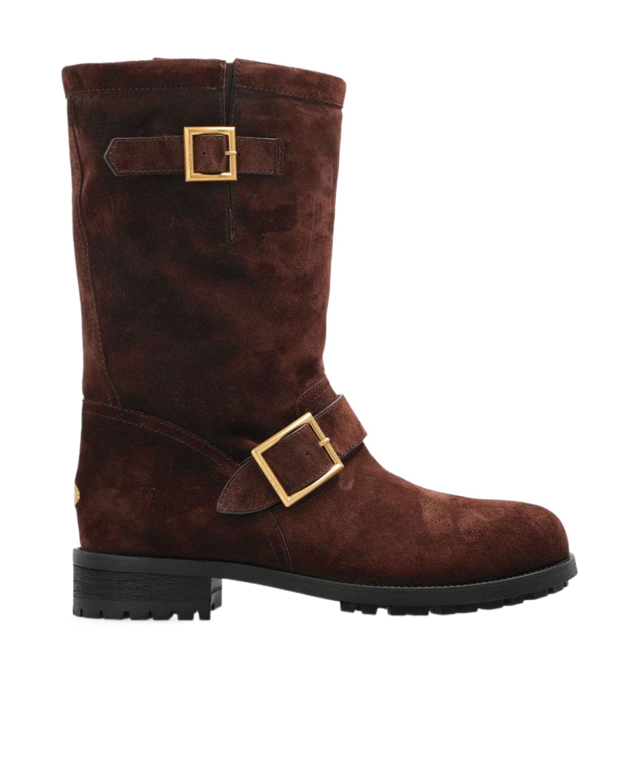 Jimmy Choo Chocolate Suede Biker Ankle Boots In Brown