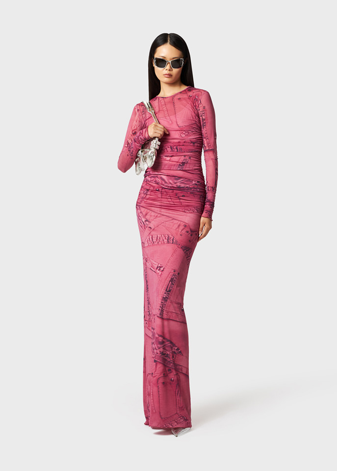 Shop Blumarine Cargo Patch-print Maxi Dress In Red