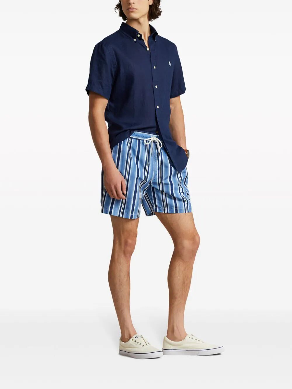 Shop Polo Ralph Lauren Striped Swim Shorts In Blue