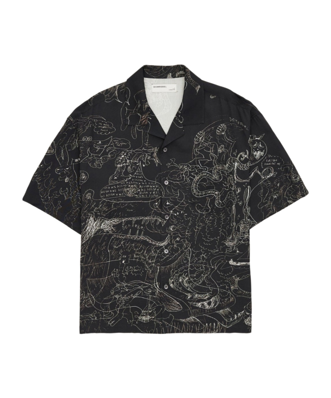 Domrebel Short-sleeved Lapel Shirt In Black
