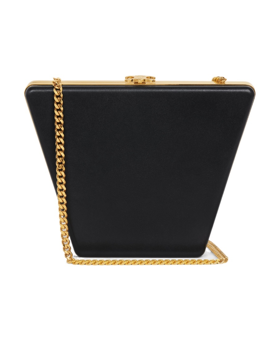 Celine Trapeze Smooth Goatskin Chain Handbag In Black