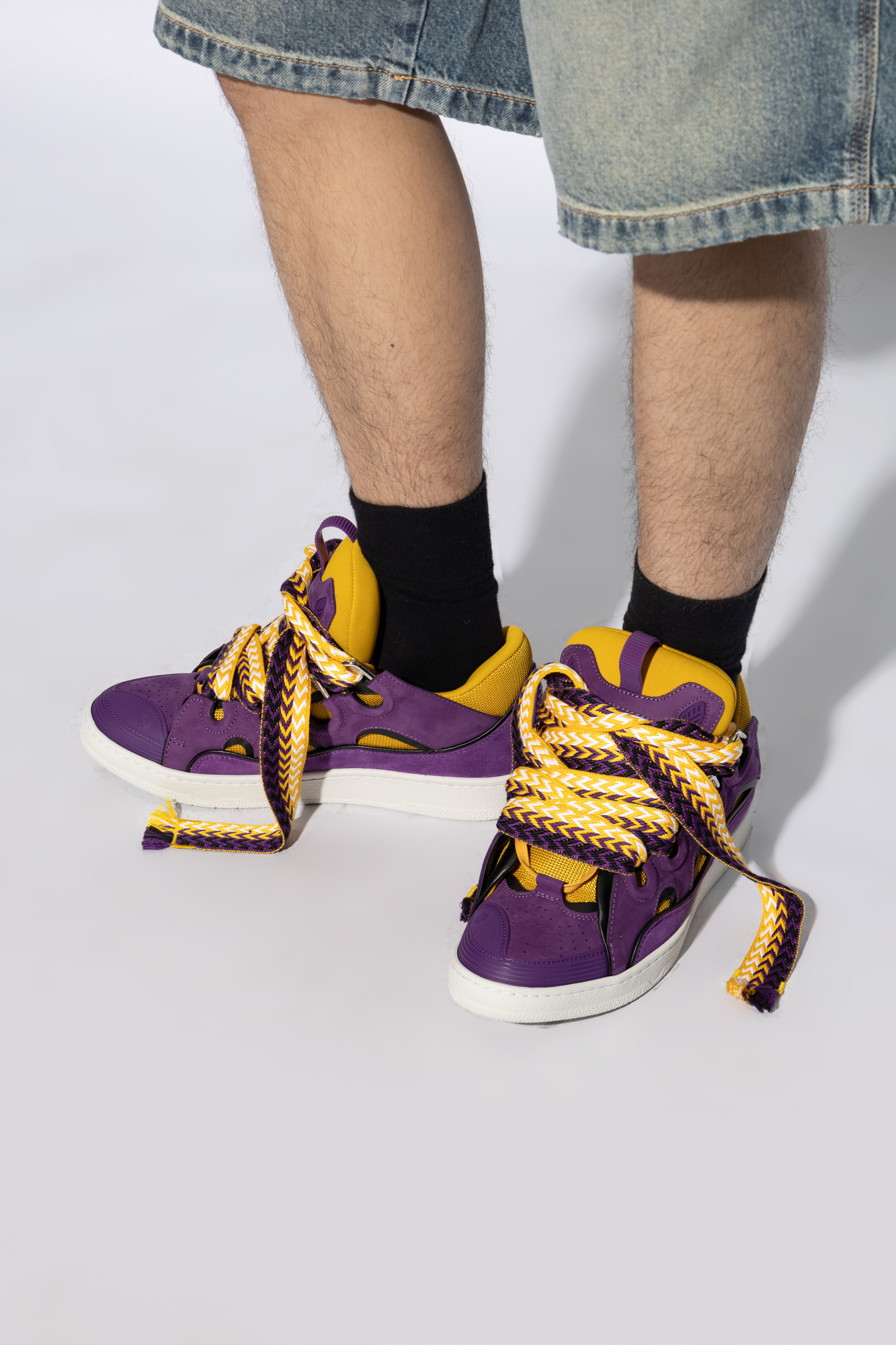 Lanvin Sneakers Curb En Cuir Pour Homme In Purple