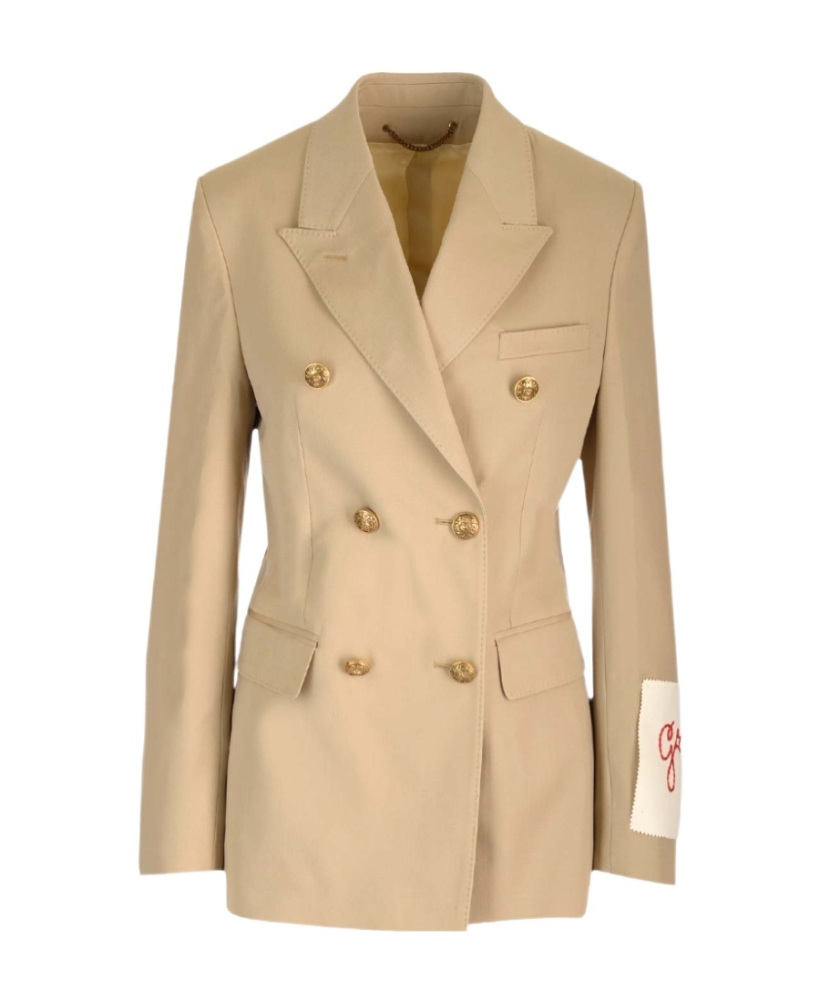 Golden Goose Womens Double-breasted Blazer In Sand With Gold Heraldic Buttons In Nude