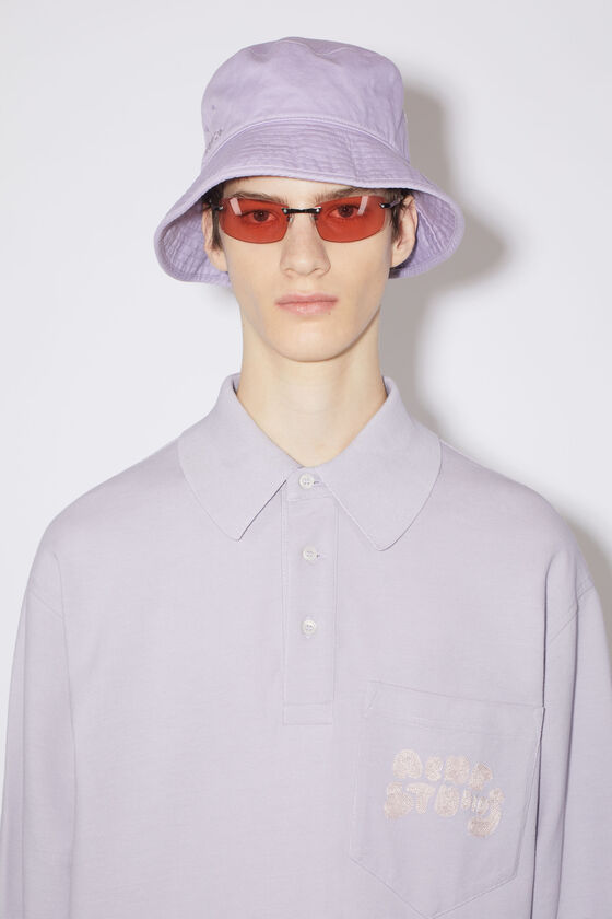 Shop Acne Studios Drop Shoulder Polo Shirt In Pale Lilac