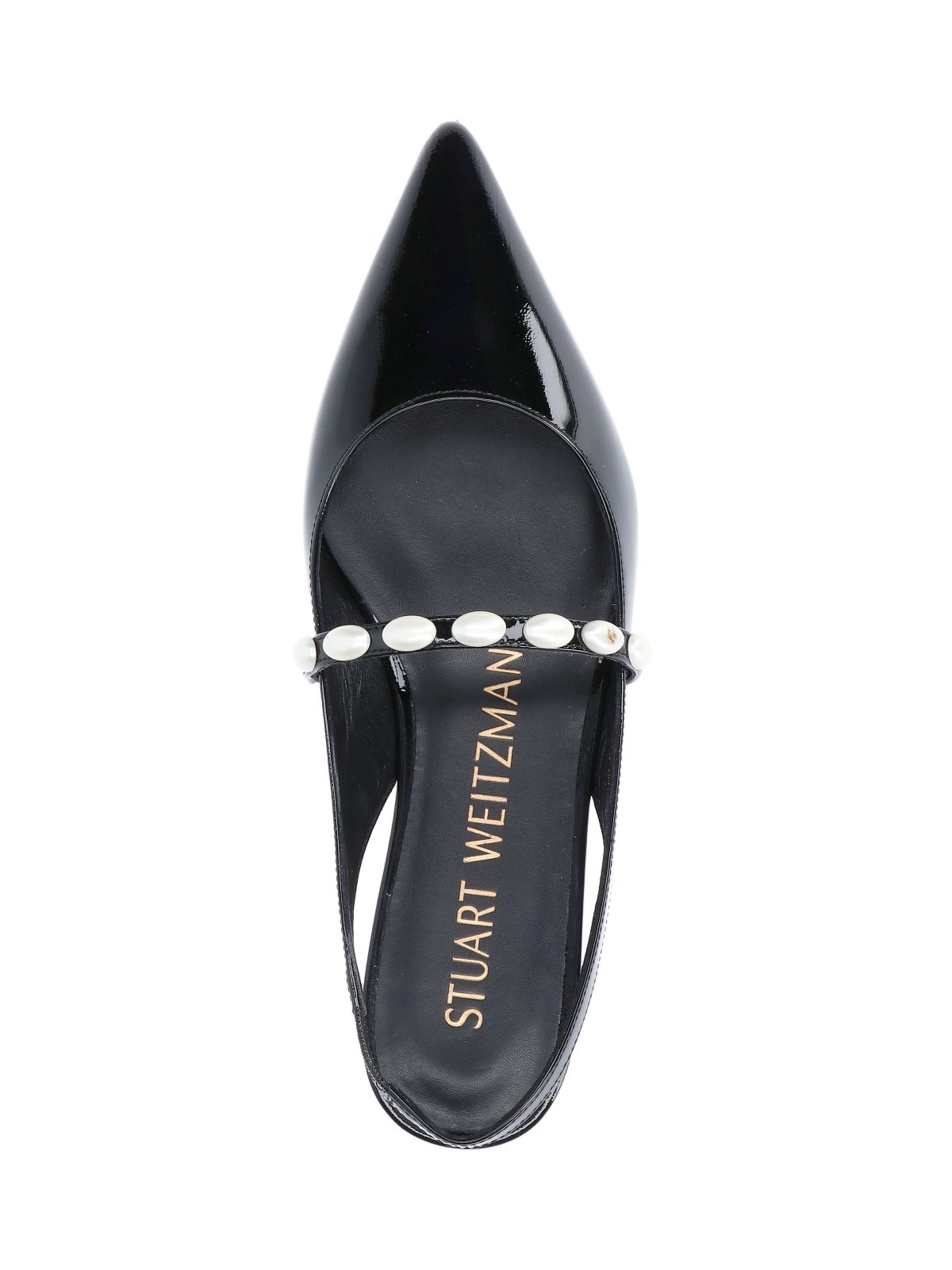 Stuart Weitzman Pearl Pointed Toe Ballerina Shoes In Black