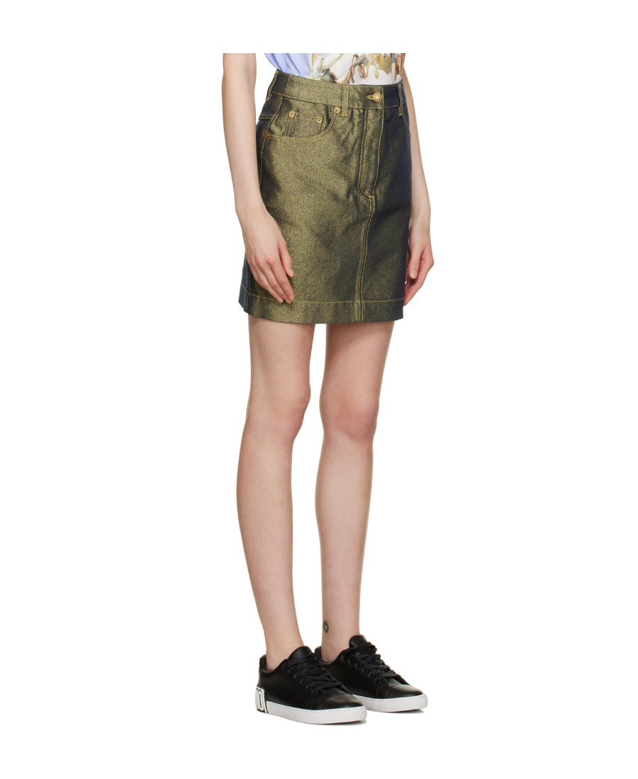 Moschino Gold Metallic Miniskirt In Nude