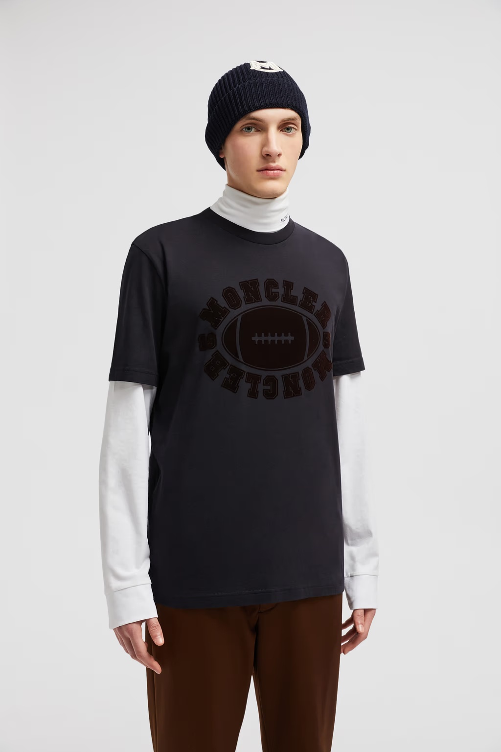 Moncler Football Pattern T-shirt In Blue