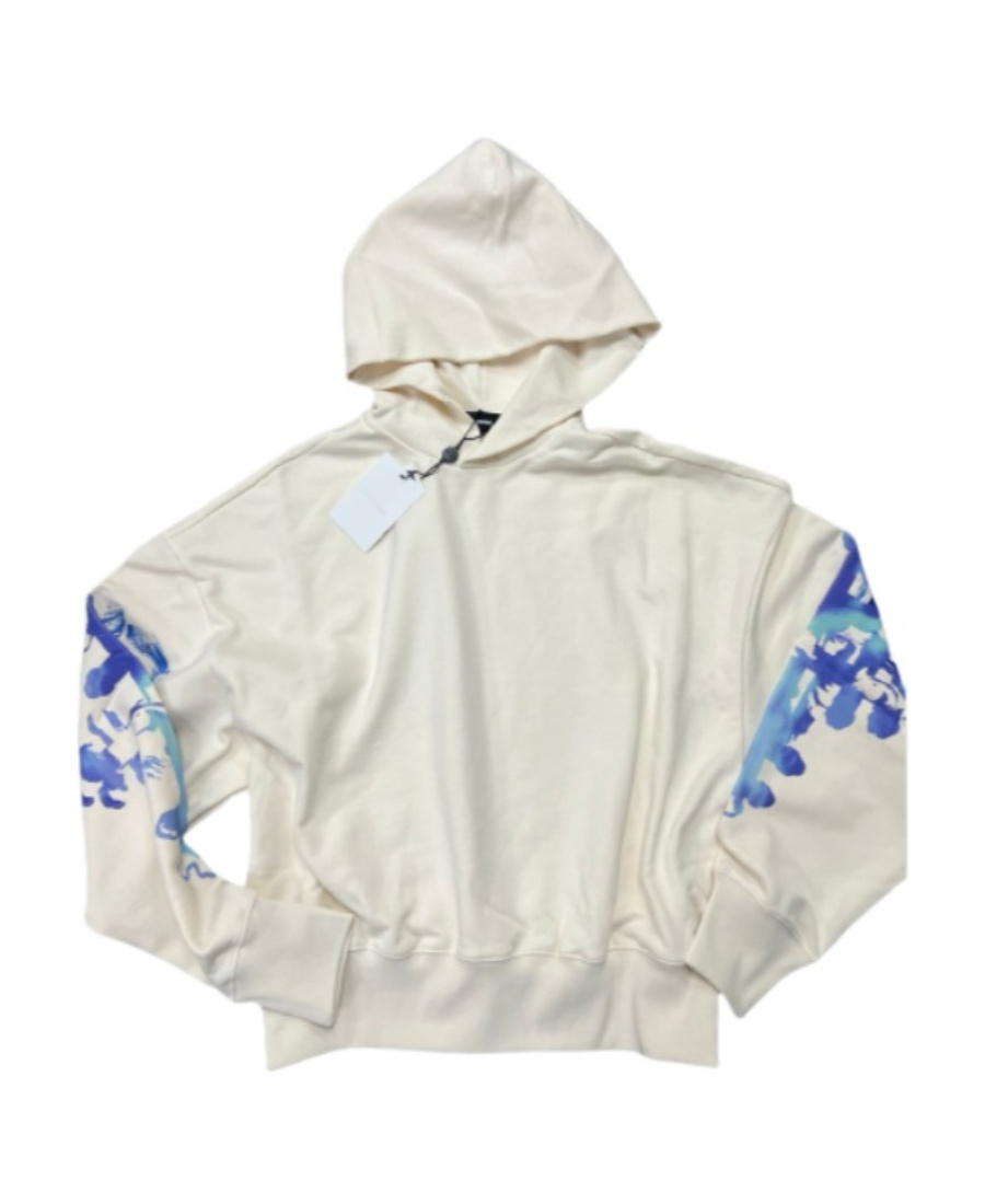 We11 Done Abstract-print Cotton Hoodie In White